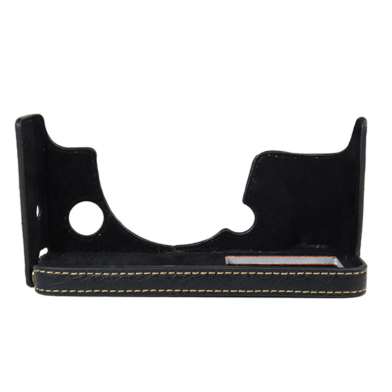 Uniqkart for Fujifilm X-T4/XT4 Stylish Textured PU Leather Camera Bottom Case Protective Half Body Cover with Battery Opening Design - Black