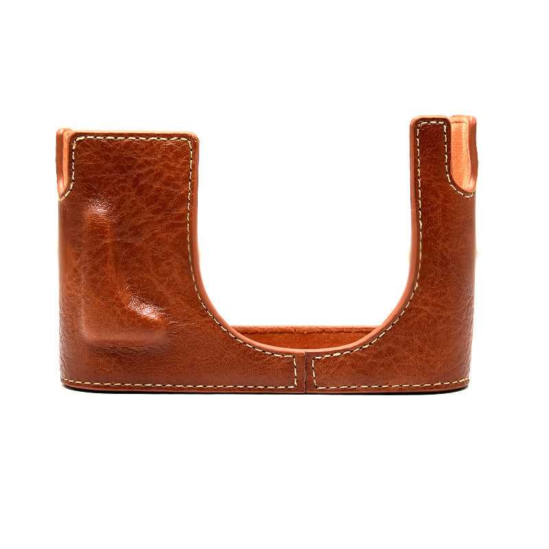 Uniqkart for Leica Q Detachable Textures Leather Camera Bottom Case Protective Half Body Cover Holder - Brown