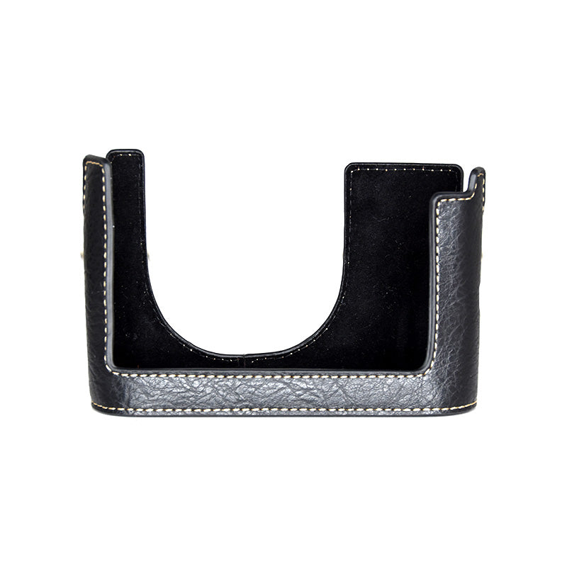 Uniqkart for Leica Q Detachable Textures Leather Camera Bottom Case Protective Half Body Cover Holder - Black