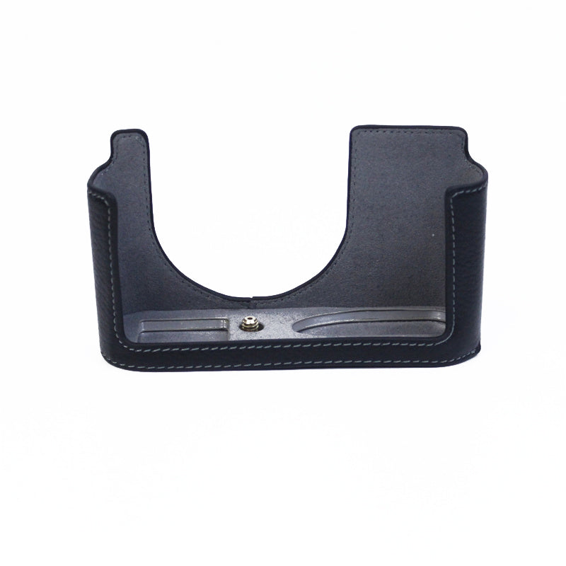Uniqkart for Leica Q2 Camera Bottom Case Genuine Leather Detachable Protective Half Body Cover Holder - Black