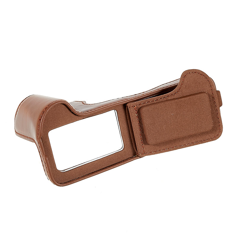 Uniqkart for Fujifilm XT4/X-T4 PU Leather Camera Bottom Case Protective Half Body Cover with Battery Opening - Coffee