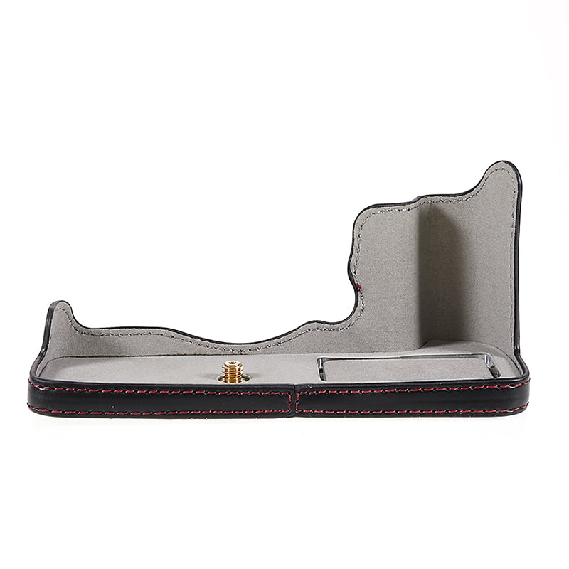 Uniqkart for Fujifilm XT4/X-T4 PU Leather Camera Bottom Case Protective Half Body Cover with Battery Opening - Black