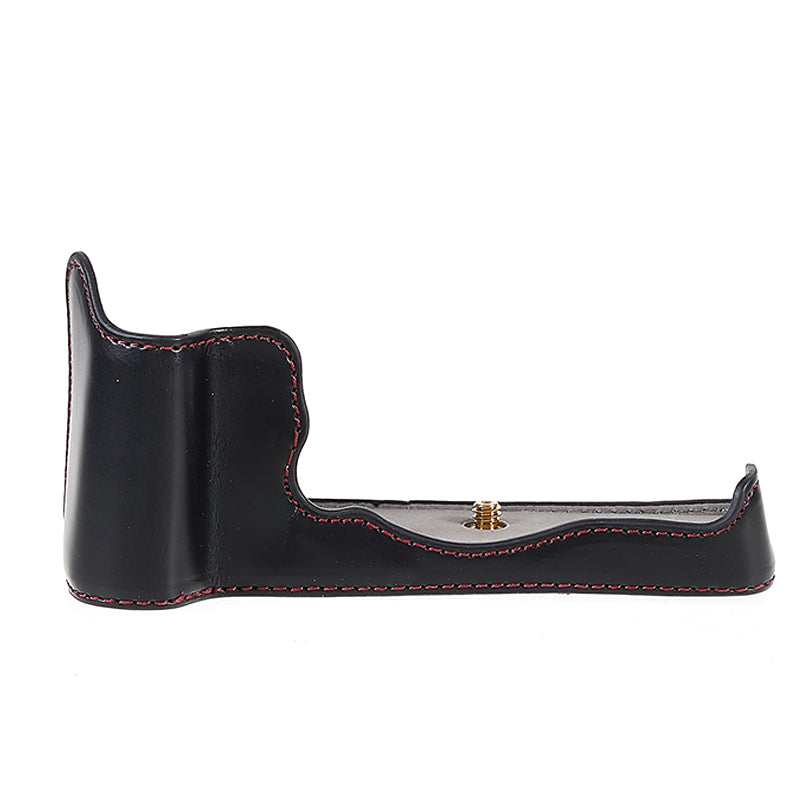 Uniqkart for Fujifilm XT4/X-T4 PU Leather Camera Bottom Case Protective Half Body Cover with Battery Opening - Black