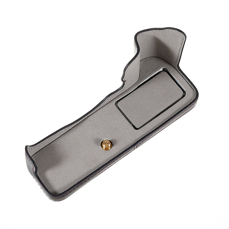 Uniqkart for Fujifilm XT4/X-T4 PU Leather Camera Bottom Case Protective Half Body Cover with Battery Opening - Black