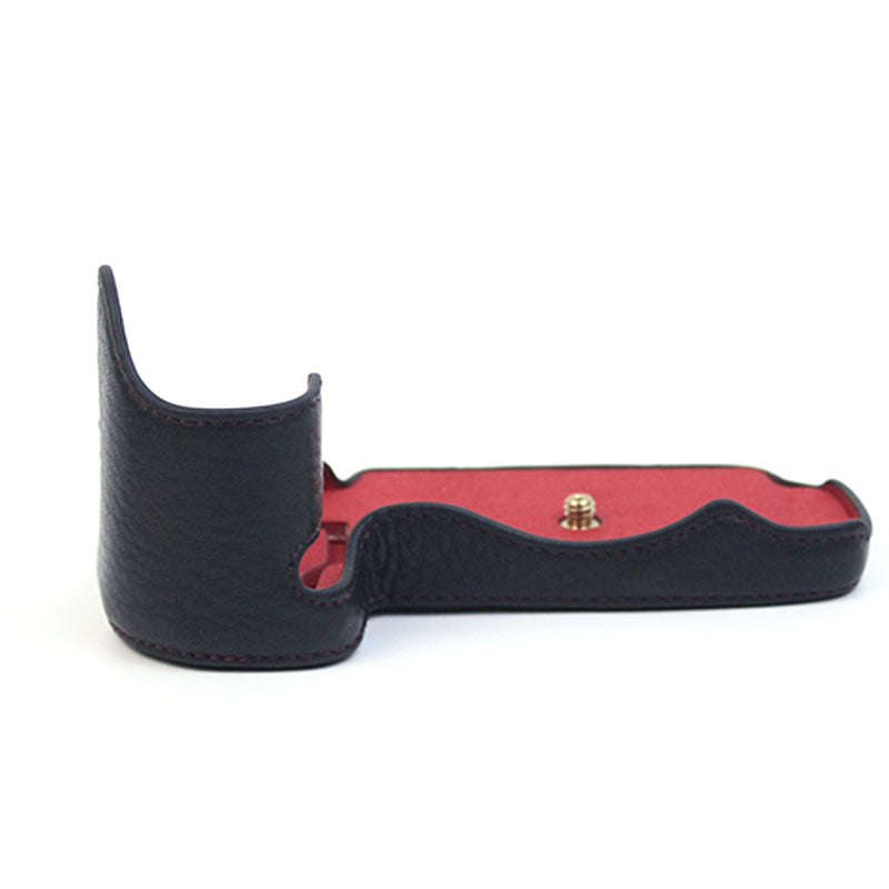 Uniqkart for Panasonic LUMIX GH6/DC-GH6GK Genuine Leather Camera Bottom Case Protective Half Body Cover with Battery Opening Design - Black