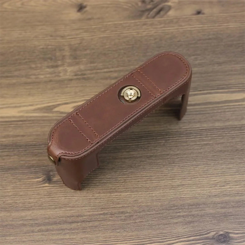 Uniqkart for Leica M11 PU Leather Camera Bottom Case Battery Opening Design Protective Half Body Cover - Coffee