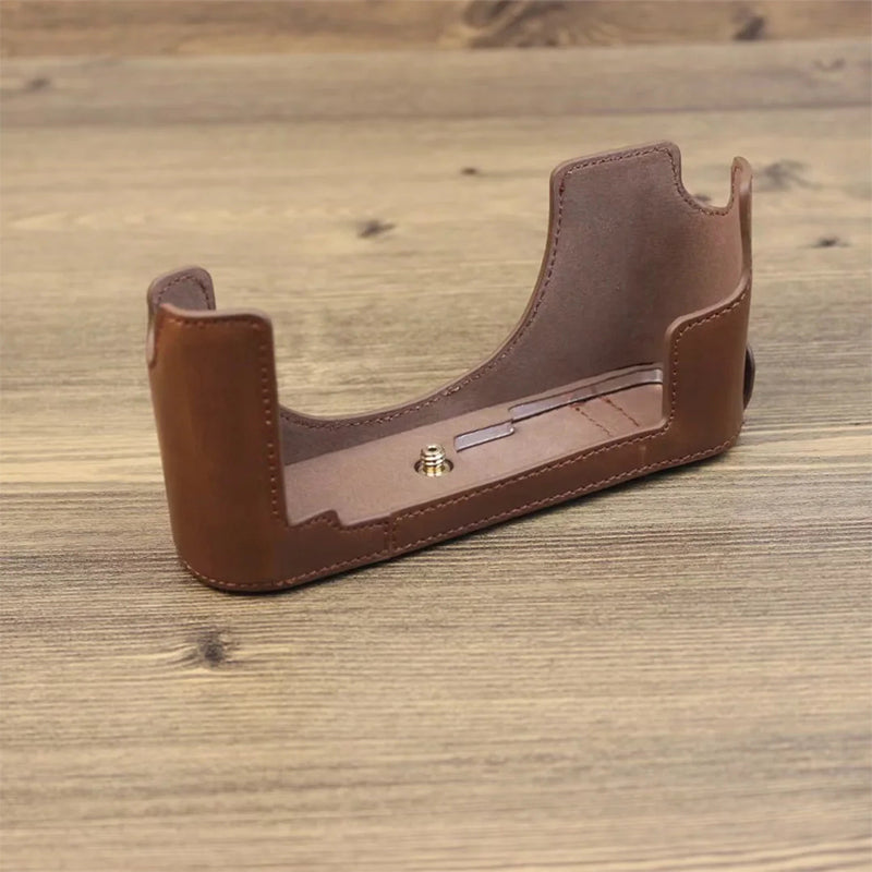 Uniqkart for Leica M11 PU Leather Camera Bottom Case Battery Opening Design Protective Half Body Cover - Coffee