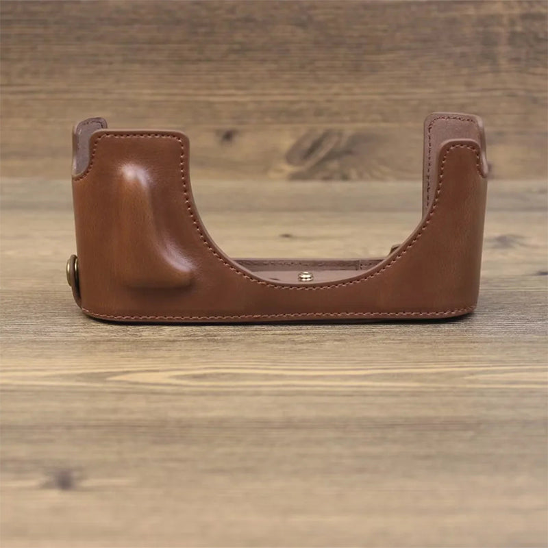 Uniqkart for Leica M11 PU Leather Camera Bottom Case Battery Opening Design Protective Half Body Cover - Coffee