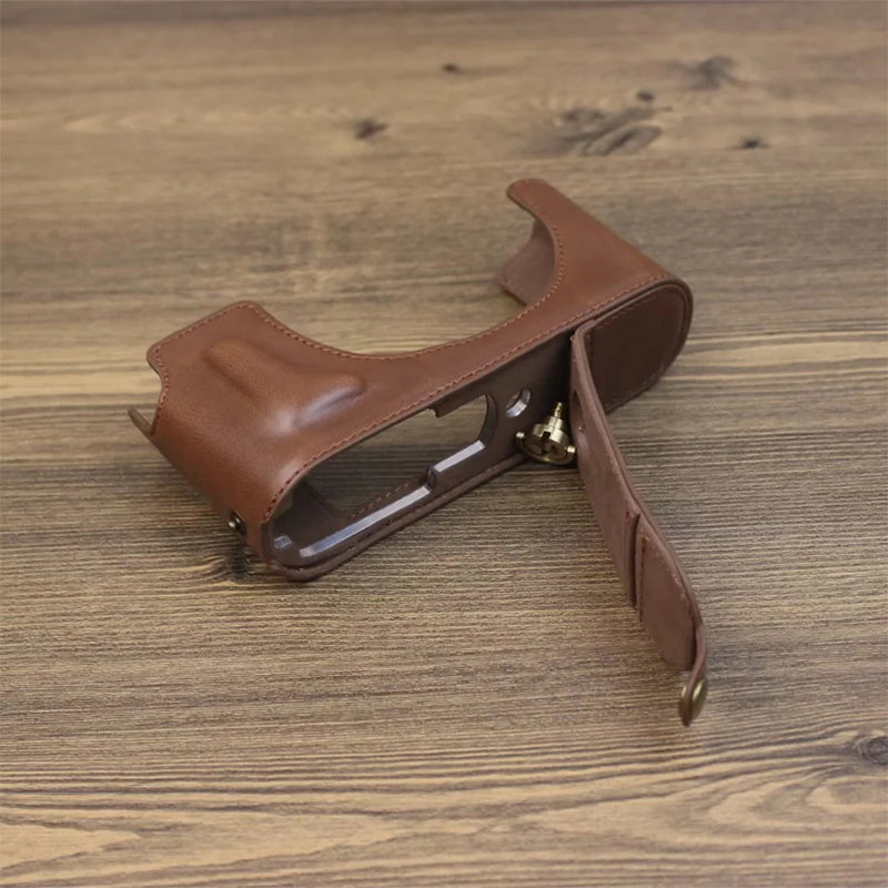 Uniqkart for Leica M11 PU Leather Camera Bottom Case Battery Opening Design Protective Half Body Cover - Coffee