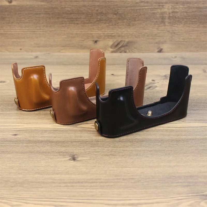 Uniqkart for Leica M11 PU Leather Camera Bottom Case Battery Opening Design Protective Half Body Cover - Coffee