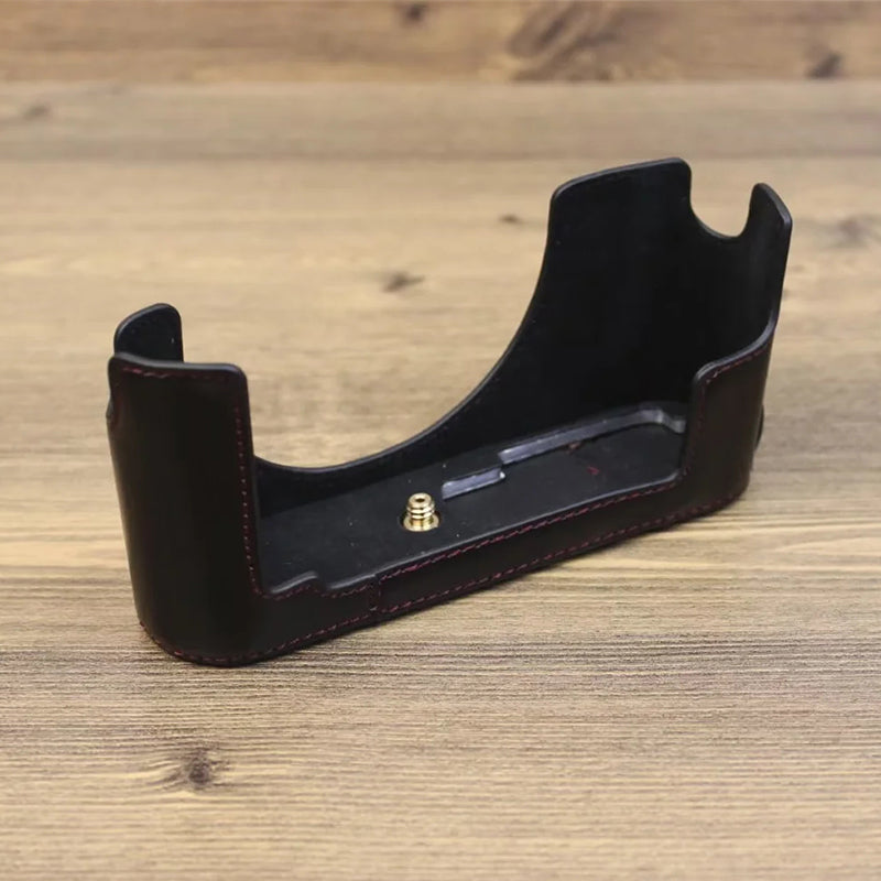 Uniqkart for Leica M11 PU Leather Camera Bottom Case Battery Opening Design Protective Half Body Cover - Black