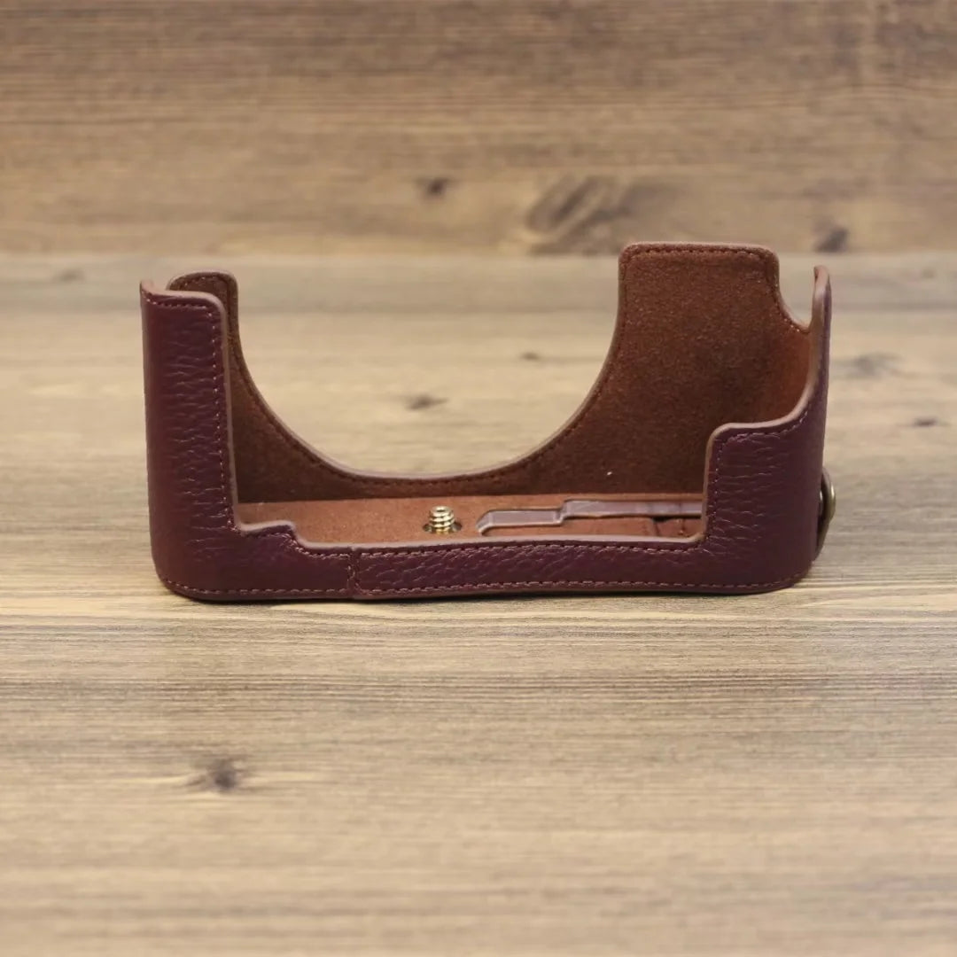 Genuine Leather Camera Bottom Case for Leica M11, Anti-drop Half Body Cover - Coffee