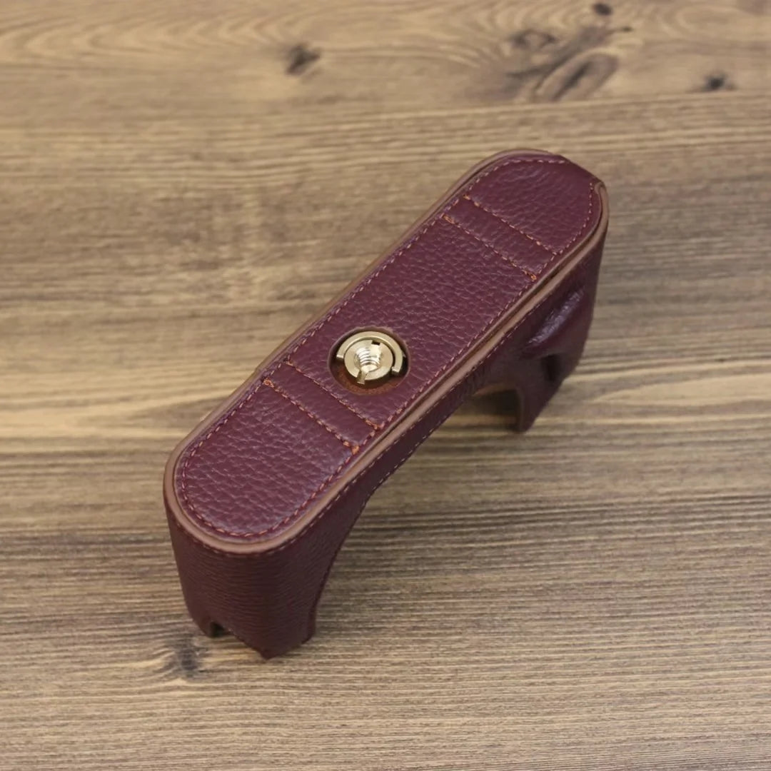 Genuine Leather Camera Bottom Case for Leica M11, Anti-drop Half Body Cover - Coffee