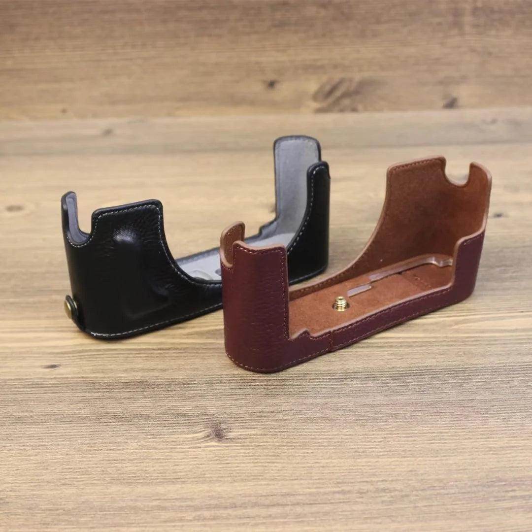 Genuine Leather Camera Bottom Case for Leica M11, Anti-drop Half Body Cover - Coffee