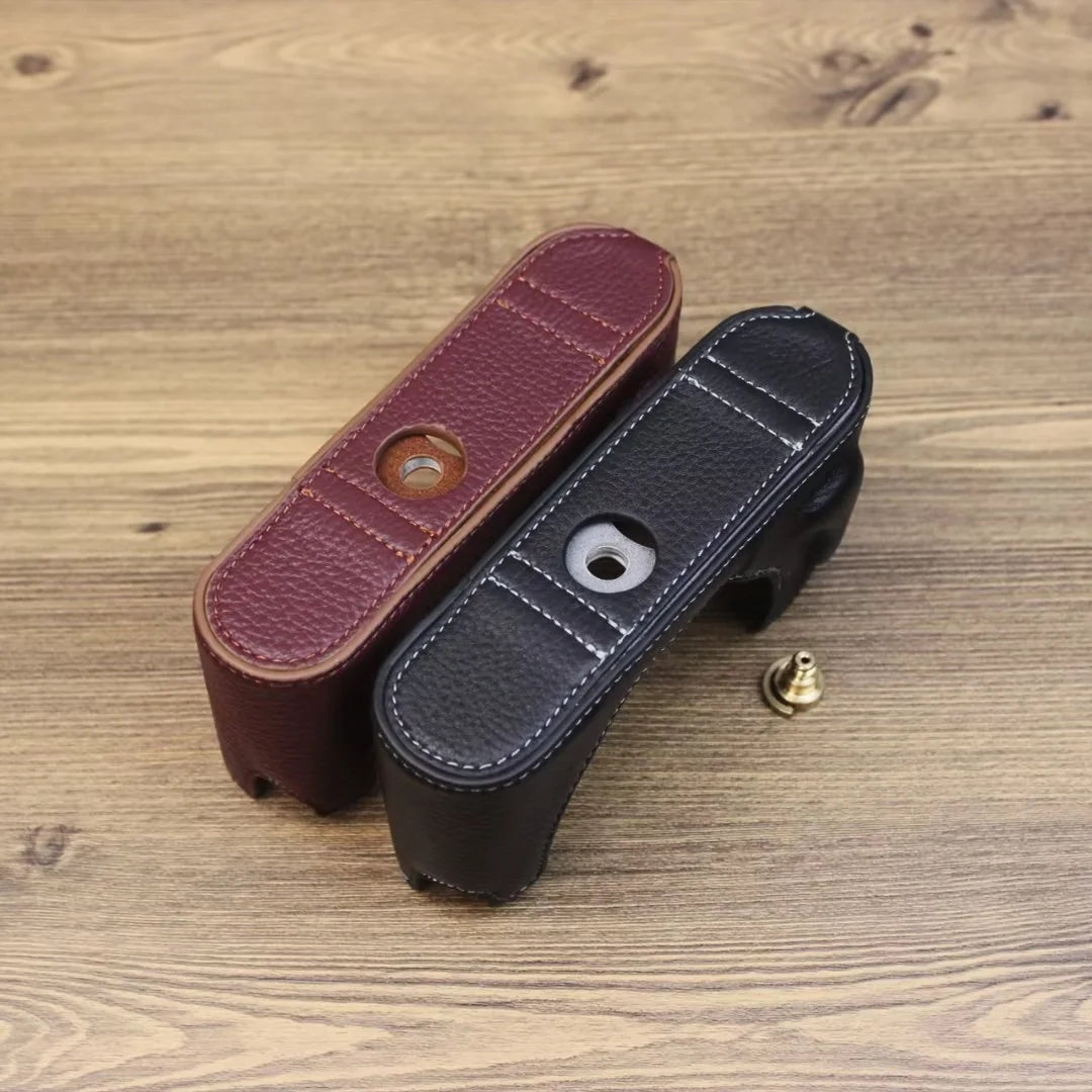 Genuine Leather Camera Bottom Case for Leica M11, Anti-drop Half Body Cover - Coffee