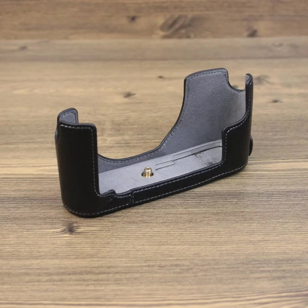 Genuine Leather Camera Bottom Case for Leica M11, Anti-drop Half Body Cover - Black