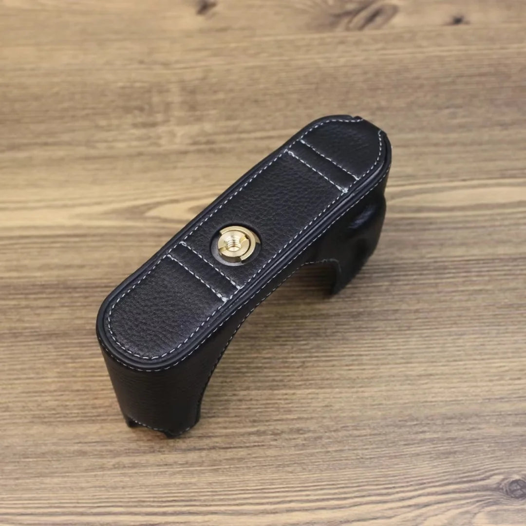 Genuine Leather Camera Bottom Case for Leica M11, Anti-drop Half Body Cover - Black