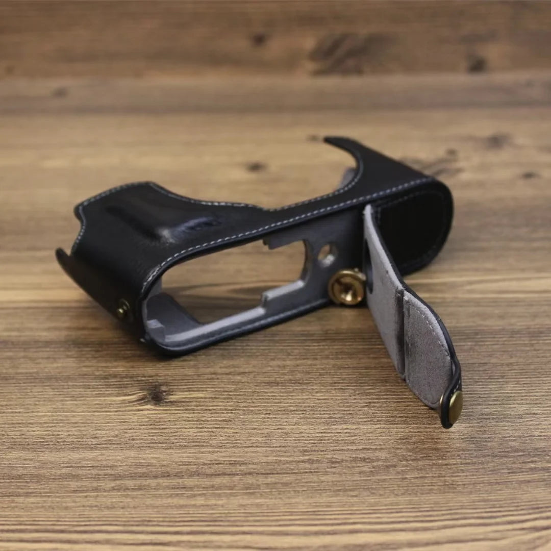 Genuine Leather Camera Bottom Case for Leica M11, Anti-drop Half Body Cover - Black