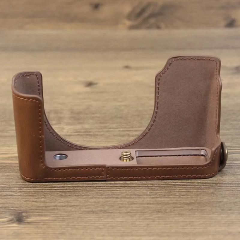 PU Leather Bottom Cover for Leica D-Lux (Typ 109) Digital Cameras Protective Case Support Removable Battery - Coffee