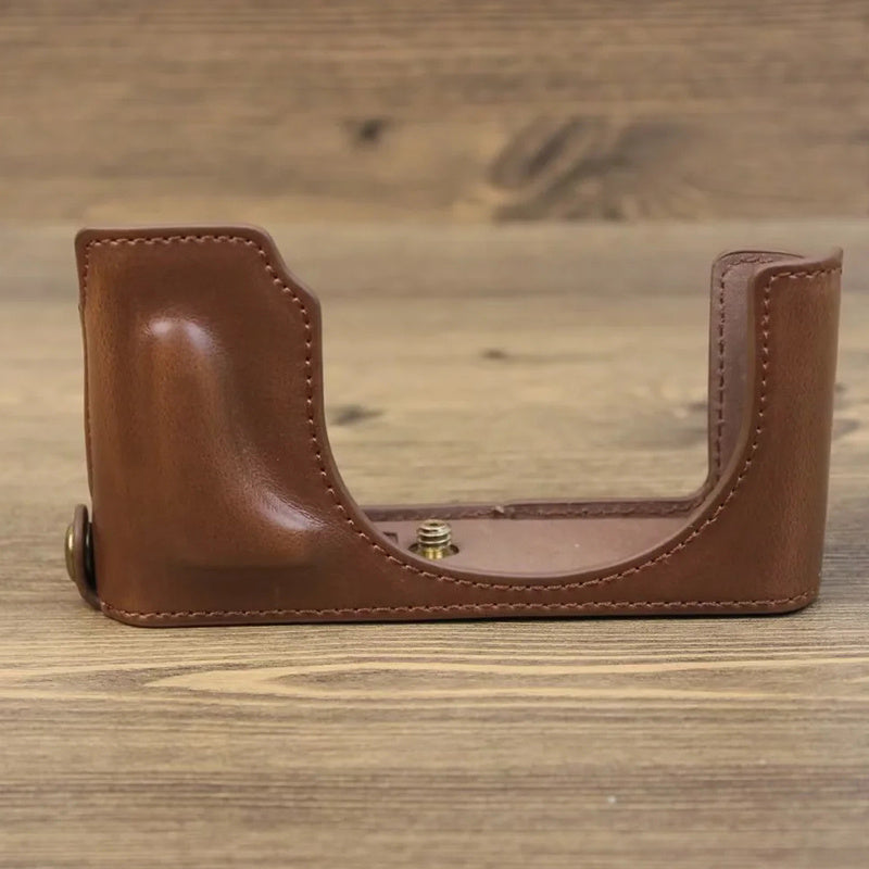 PU Leather Bottom Cover for Leica D-Lux (Typ 109) Digital Cameras Protective Case Support Removable Battery - Coffee