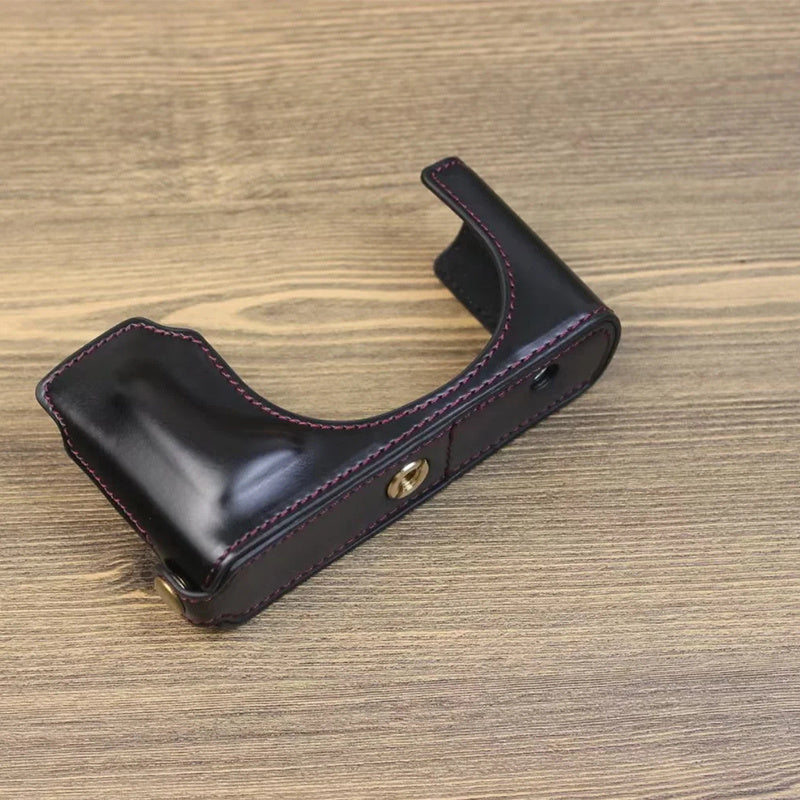 PU Leather Bottom Cover for Leica D-Lux (Typ 109) Digital Cameras Protective Case Support Removable Battery - Black