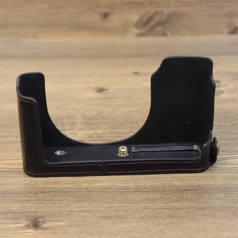 PU Leather Bottom Cover for Leica D-Lux (Typ 109) Digital Cameras Protective Case Support Removable Battery - Black