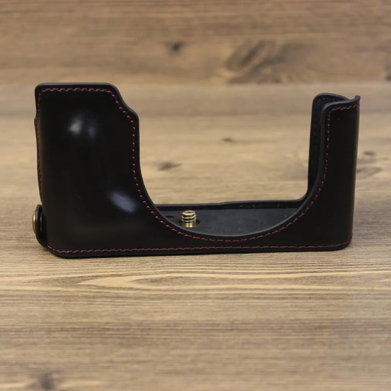 PU Leather Bottom Cover for Leica D-Lux (Typ 109) Digital Cameras Protective Case Support Removable Battery - Black