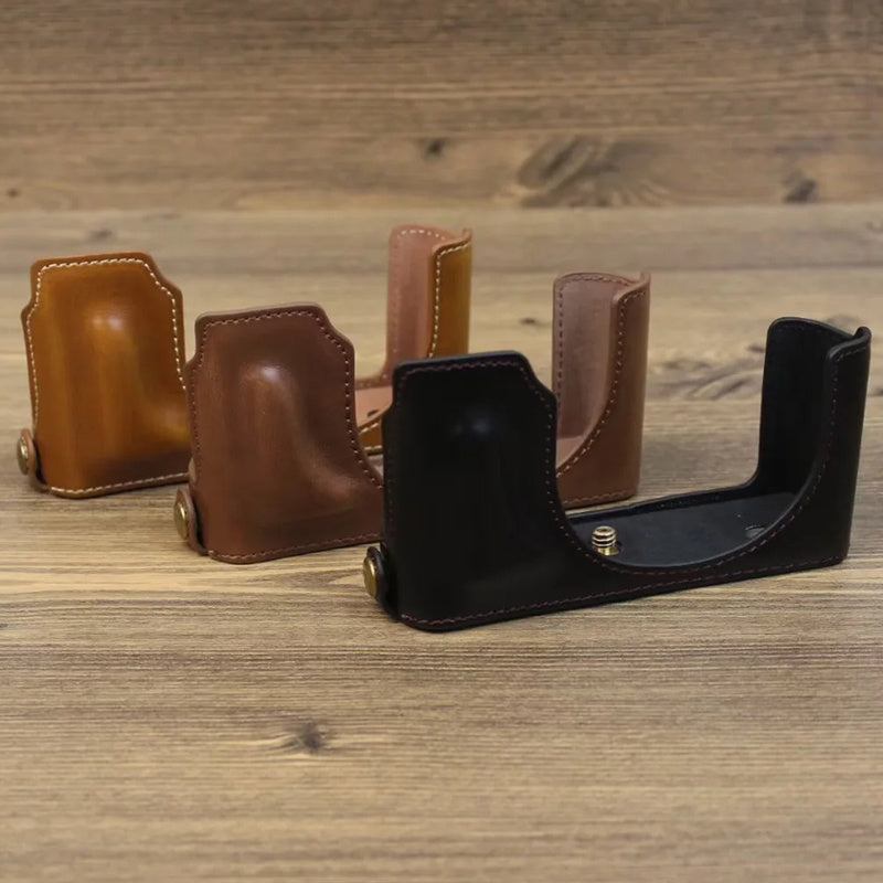 PU Leather Bottom Cover for Leica D-Lux (Typ 109) Digital Cameras Protective Case Support Removable Battery - Black