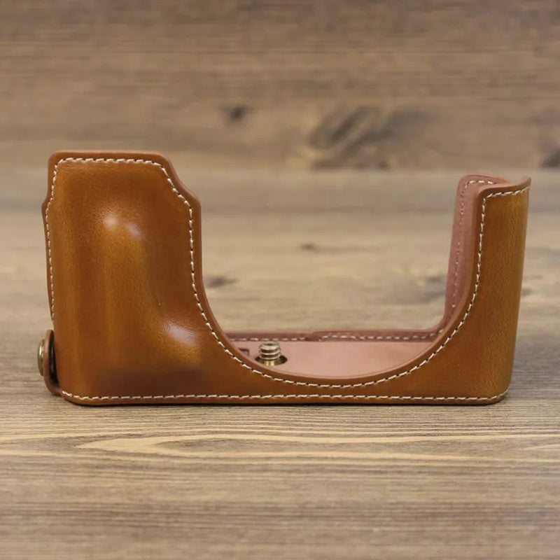 PU Leather Bottom Cover for Leica D-Lux (Typ 109) Digital Cameras Protective Case Support Removable Battery - Brown