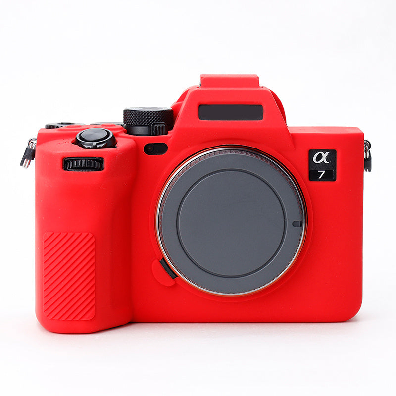 Uniqkart for Sony A7IV/A74/A7M4 Silicone Camera Sleeve Case Anti-slip Anti-dust SLR Camera Body Protective Cover - Red