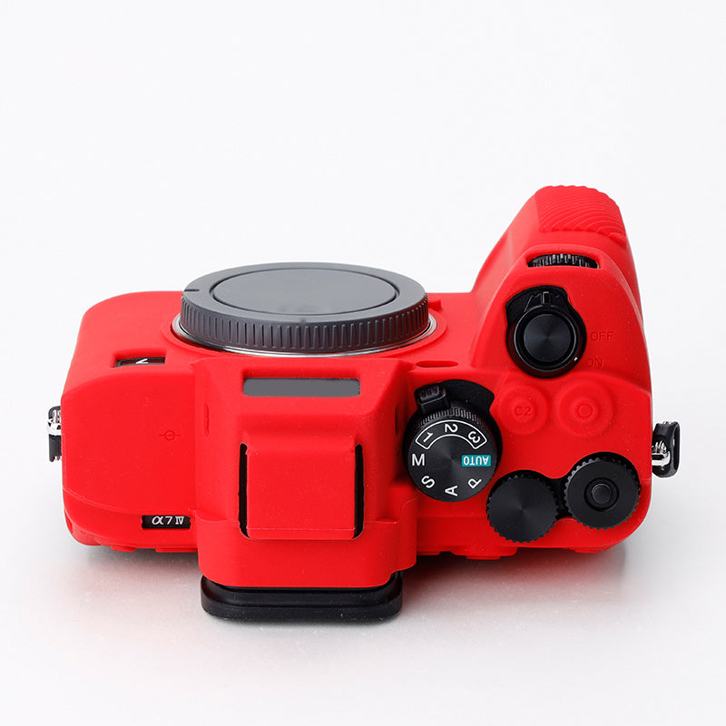 Uniqkart for Sony A7IV/A74/A7M4 Silicone Camera Sleeve Case Anti-slip Anti-dust SLR Camera Body Protective Cover - Red
