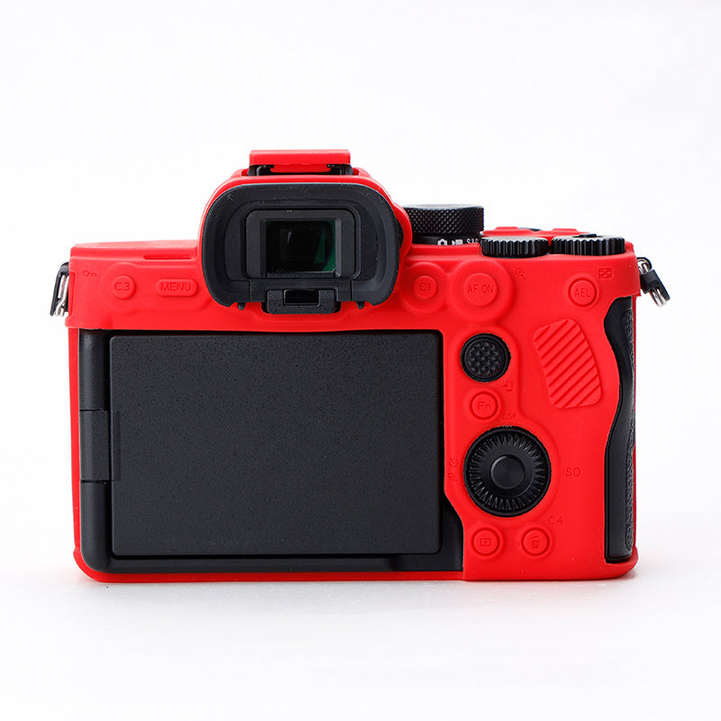 Uniqkart for Sony A7IV/A74/A7M4 Silicone Camera Sleeve Case Anti-slip Anti-dust SLR Camera Body Protective Cover - Red