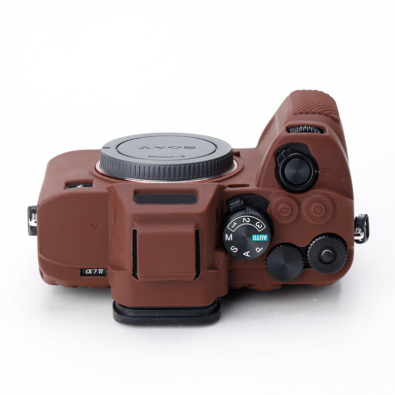 Uniqkart for Sony A7IV/A74/A7M4 Silicone Camera Sleeve Case Anti-slip Anti-dust SLR Camera Body Protective Cover - Coffee