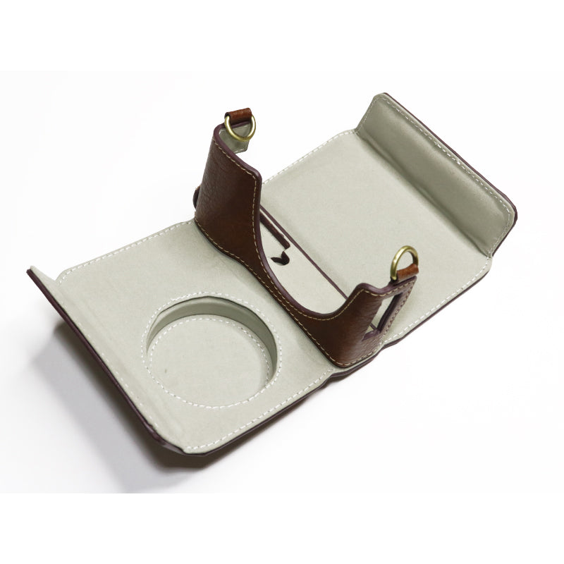 Uniqkart for Ricoh GR II Detachable PU Leather Camera Bag Battery Opening Design Protective Cover with Shoulder Strap - Coffee