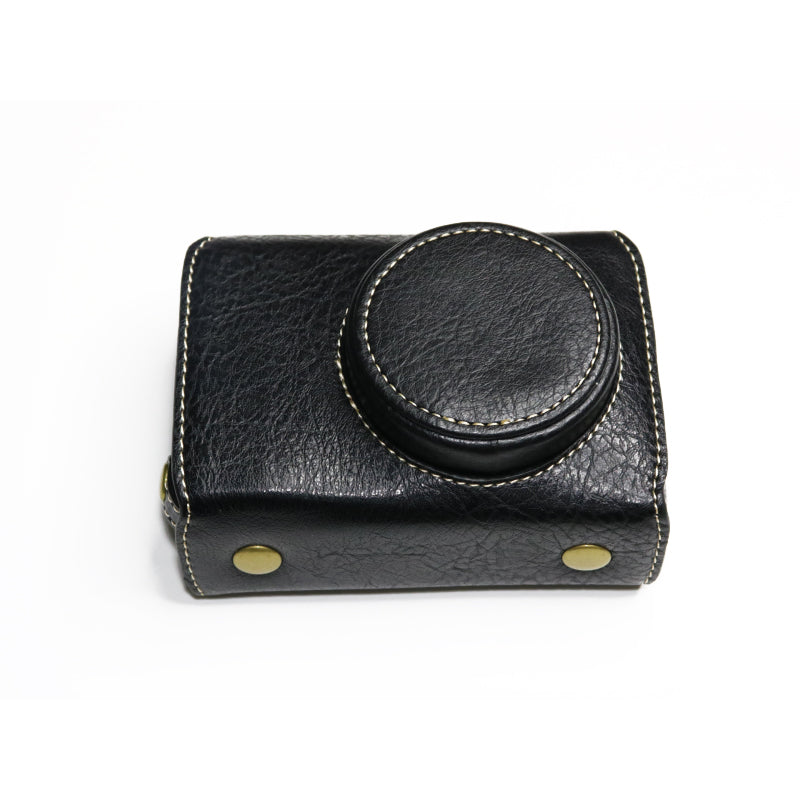 Uniqkart for Ricoh GR II Detachable PU Leather Camera Bag Battery Opening Design Protective Cover with Shoulder Strap - Black