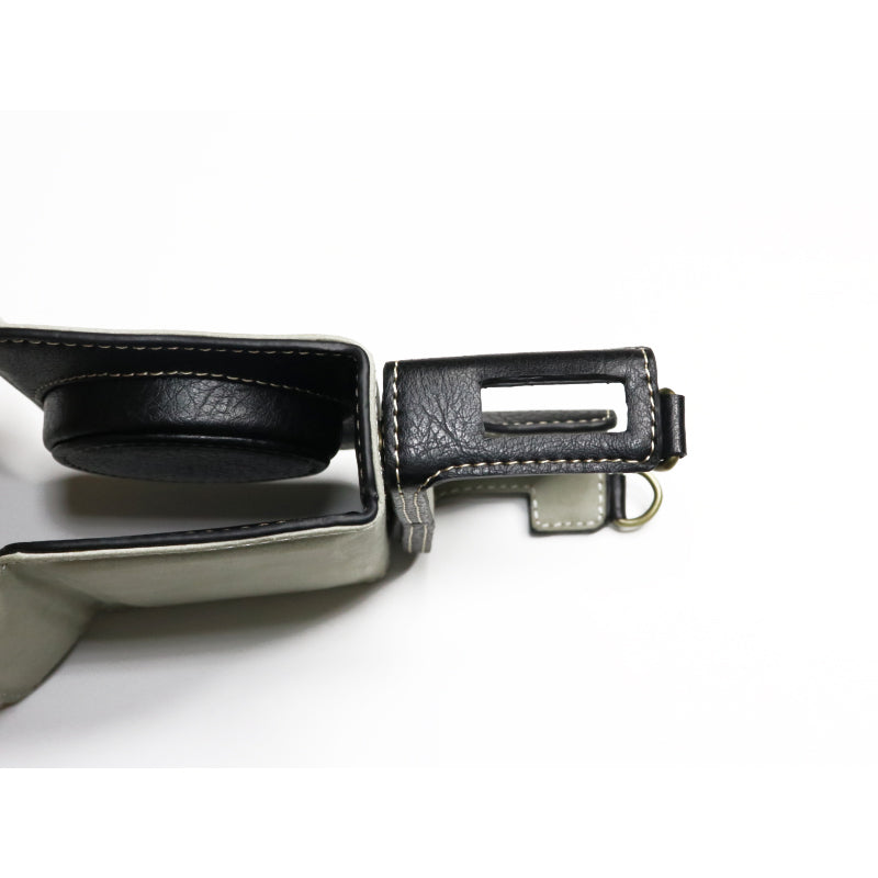 Uniqkart for Ricoh GR II Detachable PU Leather Camera Bag Battery Opening Design Protective Cover with Shoulder Strap - Black