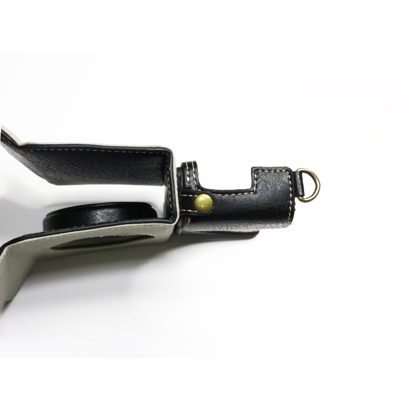 Uniqkart for Ricoh GR II Detachable PU Leather Camera Bag Battery Opening Design Protective Cover with Shoulder Strap - Black