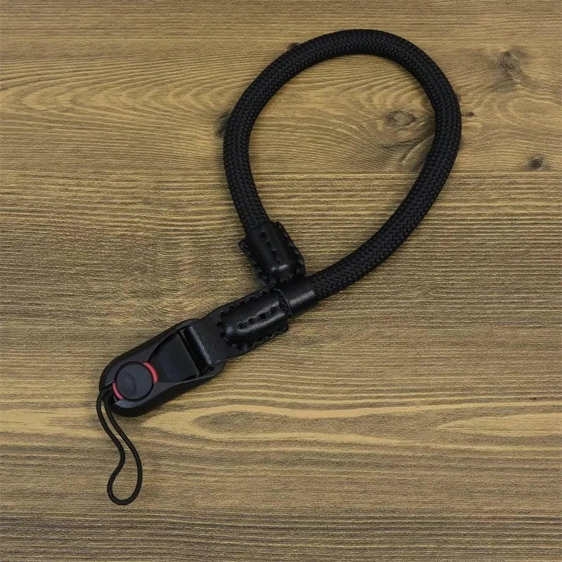 Portable DSLR Camera Hand Strap Quick Release Buckle Nylon Camera Wrist Strap - Black