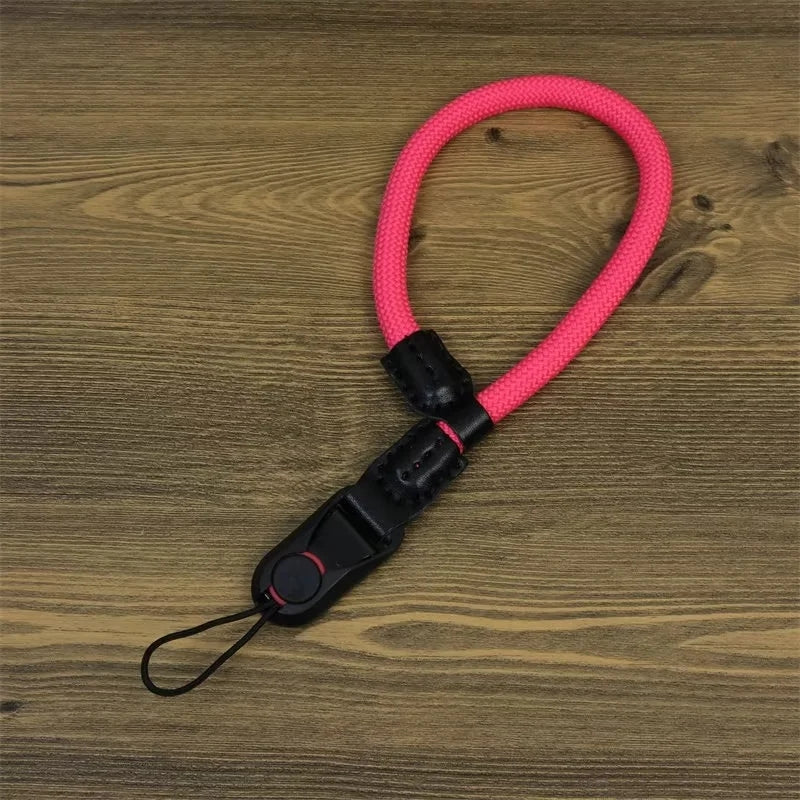 Portable DSLR Camera Hand Strap Quick Release Buckle Nylon Camera Wrist Strap - Rose