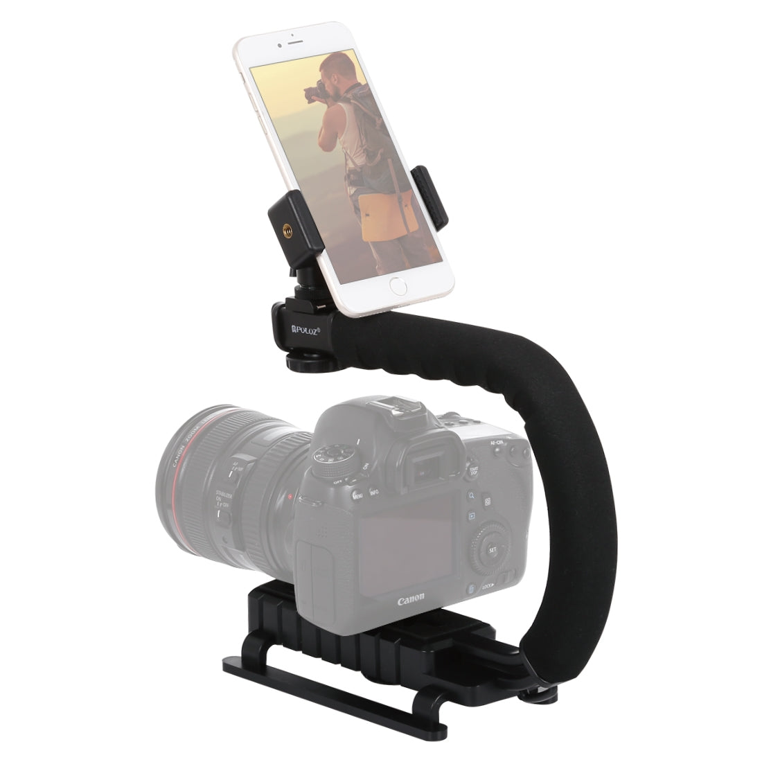 Puluz U/C Shape Portable Handheld DV Bracket Stabilizer + LED Studio Light + Video Shotgun Microphone Kits
