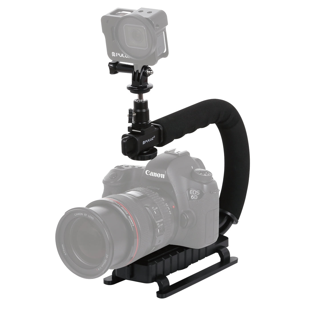 Puluz U/C Shape Portable Handheld DV Bracket Stabilizer + LED Studio Light + Video Shotgun Microphone Kits