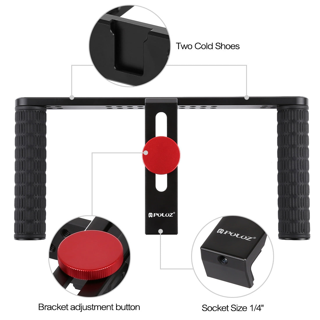 Puluz PKT3024 4 in 1 Live Broadcast LED Selfie Light Smartphone Video Rig Handle Stabilizer Bracket Kits Microphone Tripod