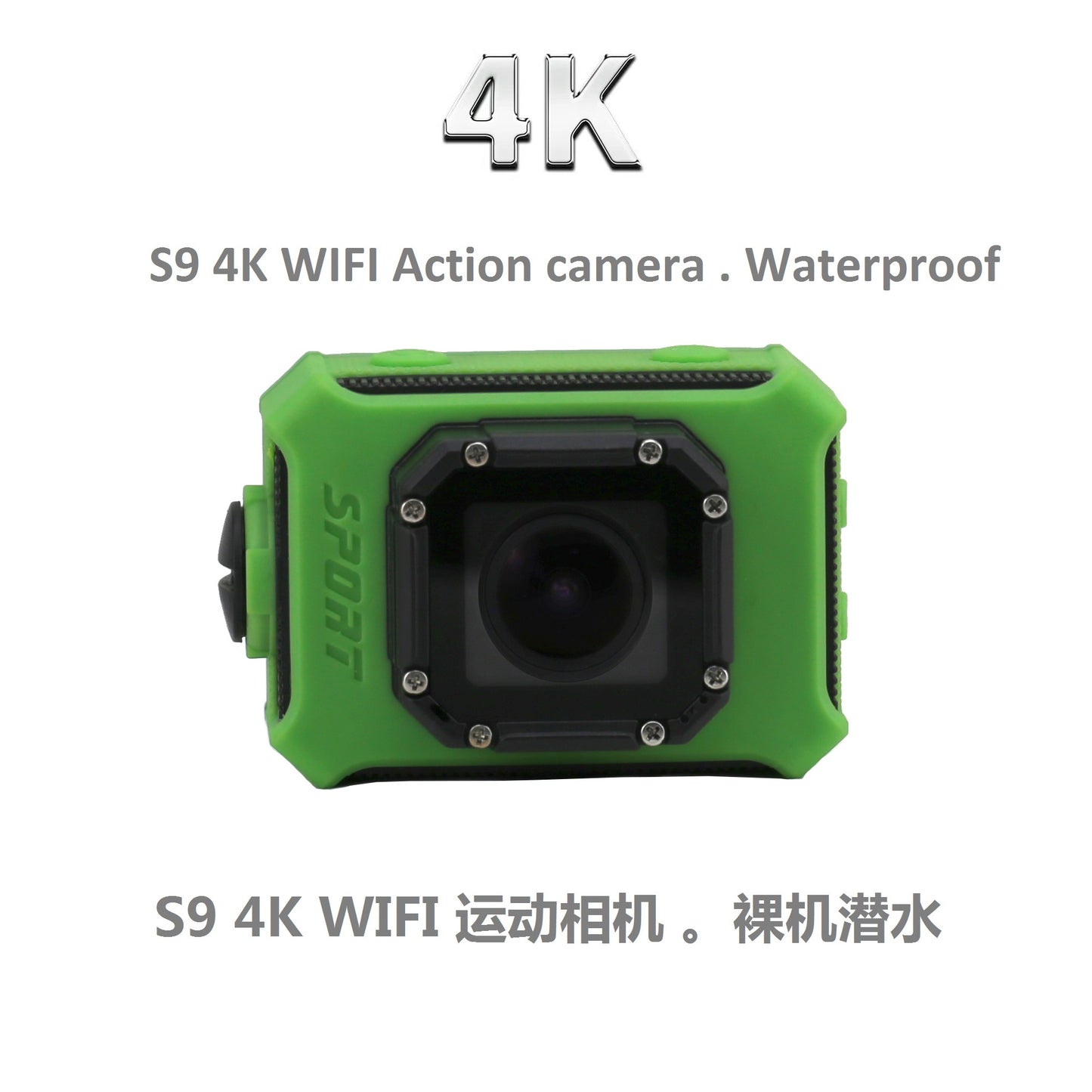 S9 2.0 inch 12MP 130 Degree Wide Angle Lens WiFi Sports Camera 4K Action Camera - Green