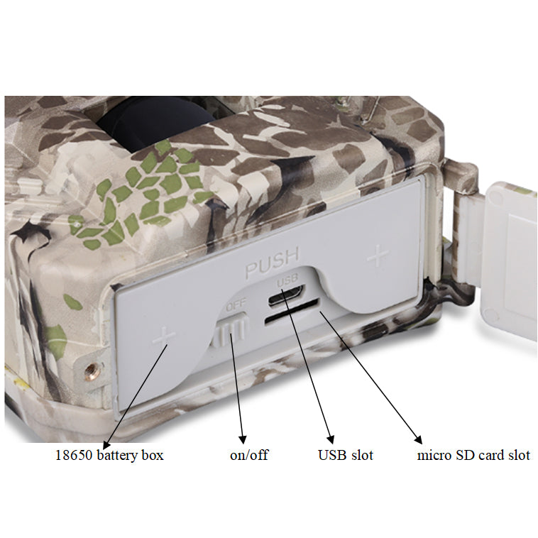 PR200 Anti-theft Automatic Monitoring Hunting Camera 12MP IR LED Night Vision Camera - Camouflage