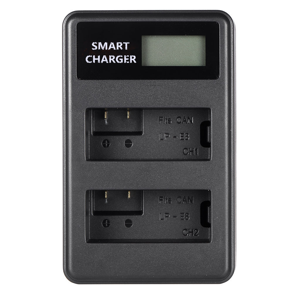 LCD Display 2-Channel LP-E8 Battery USB Charger for Canon EOS 550D 600D 650D etc