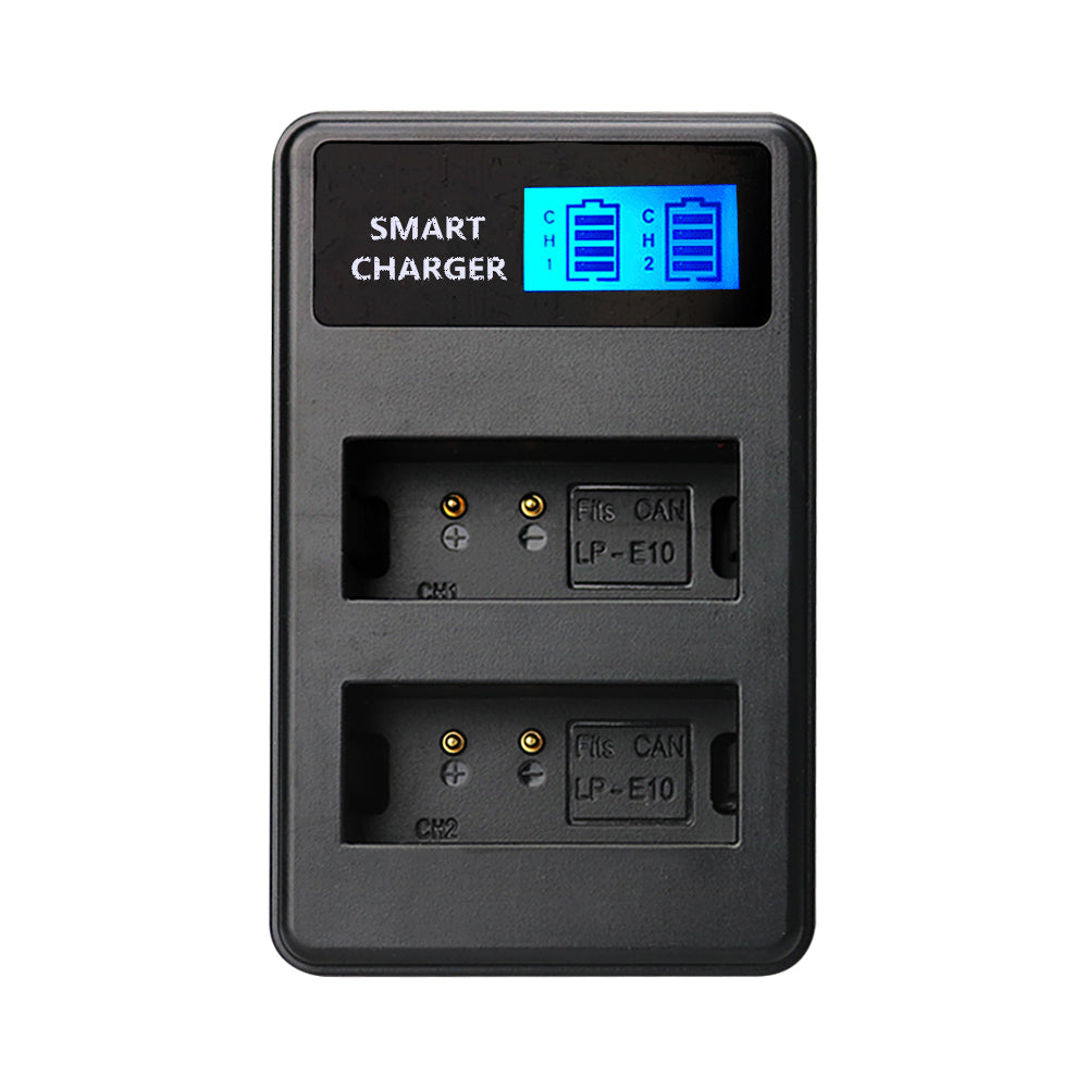 LP-E10 Battery Two-Bay USB Charger with LCD Display for Canon EOS 1100D Kiss X50