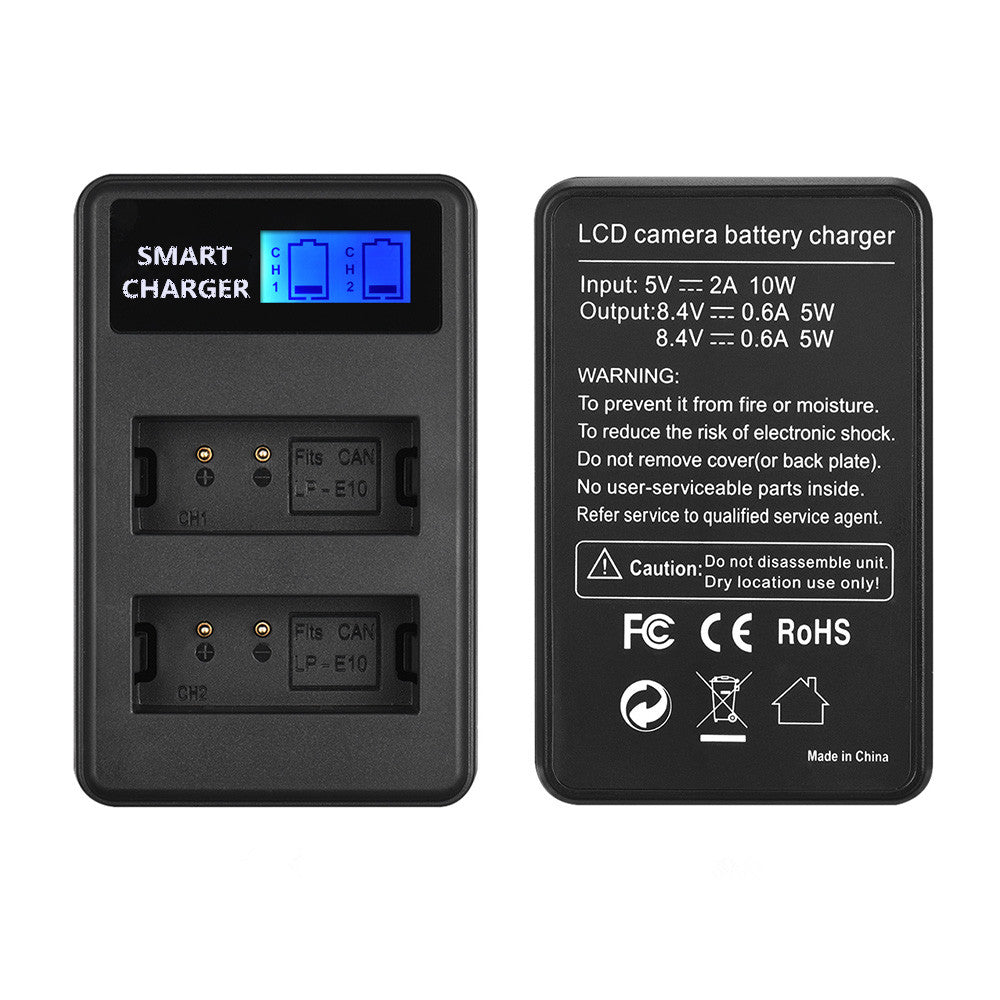 LP-E10 Battery Two-Bay USB Charger with LCD Display for Canon EOS 1100D Kiss X50