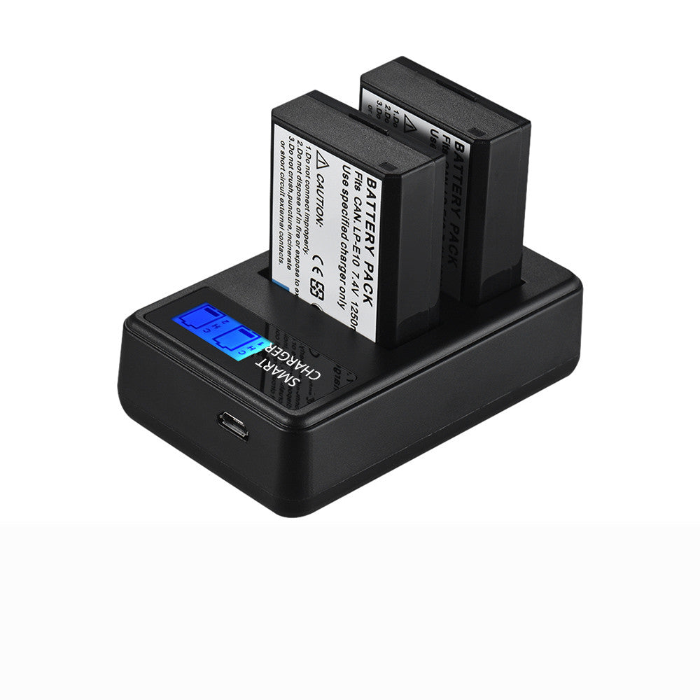 LP-E10 Battery Two-Bay USB Charger with LCD Display for Canon EOS 1100D Kiss X50