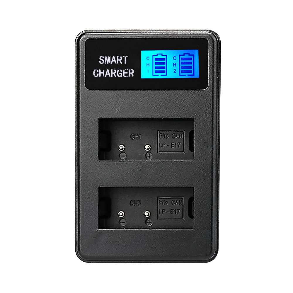 LCD Display 2-Channel LP-E17 Battery USB Charger for Canon EOS M3 M5, EOS 750D 760D etc