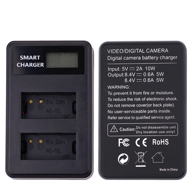 LCD Display Double-Channel NB-10L USB Battery Charger for Canon SX40 HS SX40HS